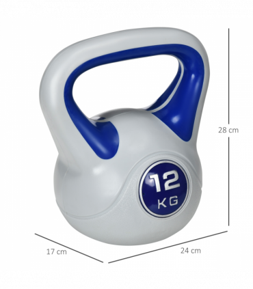 SPORTNOW 12kg Kettle Bell with Handle for Home Gym, Dark Blue and Grey