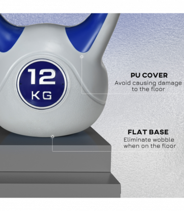 SPORTNOW 12kg Kettle Bell with Handle for Home Gym, Dark Blue and Grey