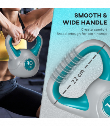 SPORTNOW 10kg Kettle Bell with Handle for Home Gym, Light Blue and Grey