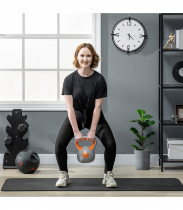 SPORTNOW 8kg Kettle Bell with Handle for Home Gym, Orange and Grey