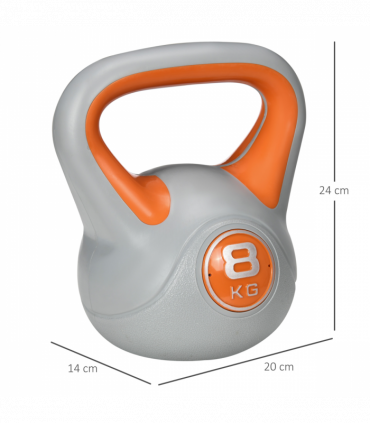 SPORTNOW 8kg Kettle Bell with Handle for Home Gym, Orange and Grey