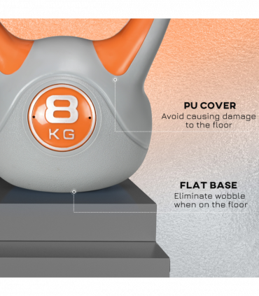 SPORTNOW 8kg Kettle Bell with Handle for Home Gym, Orange and Grey