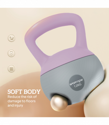 SPORTNOW 12KG Kettlebell with Soft Body and Non-Slip Handle, Purple, Grey