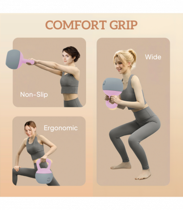 SPORTNOW 12KG Kettlebell with Soft Body and Non-Slip Handle, Purple, Grey