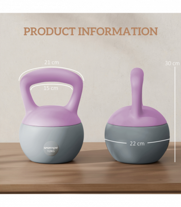 SPORTNOW 12KG Kettlebell with Soft Body and Non-Slip Handle, Purple, Grey