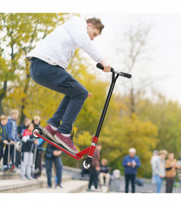 HOMCOM Stunt Scooter Entry Level Tricks Scooter for 14+ Beginners, Red