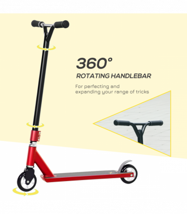 HOMCOM Stunt Scooter Entry Level Tricks Scooter for 14+ Beginners, Red