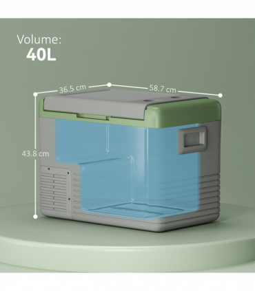 Outsunny 40L Car Refrigerator 12V Portable Freezer for Camping, Light Green