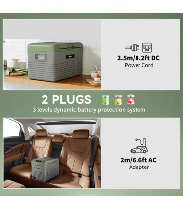 Outsunny 40L Car Refrigerator 12V Portable Freezer for Camping, Light Green