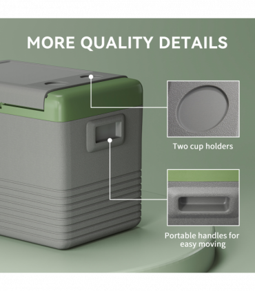 Outsunny 40L Car Refrigerator 12V Portable Freezer for Camping, Light Green