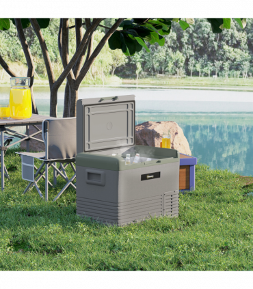 Outsunny 40L Car Refrigerator 12V Portable Freezer for Camping, Light Green