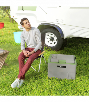 Outsunny 40L Car Refrigerator 12V Portable Freezer for Camping, Light Green