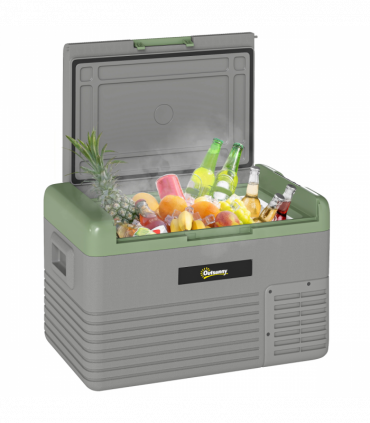 Outsunny 30L Car Refrigerator 12V Portable Freezer for Camping, Light Green