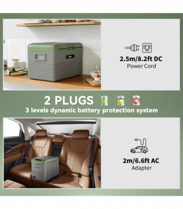 Outsunny 30L Car Refrigerator 12V Portable Freezer for Camping, Light Green