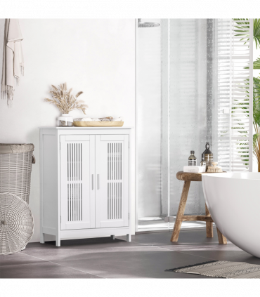 kleankin Modern Bathroom Cabinet, Freestanding Floor Cabinet with Storage, White