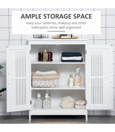 kleankin Modern Bathroom Cabinet, Freestanding Floor Cabinet with Storage, White