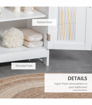 kleankin Modern Bathroom Cabinet, Freestanding Floor Cabinet with Storage, White