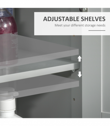 kleankin Bathroom Cabinet, Freestanding Floor Cabinet with Storage, Grey