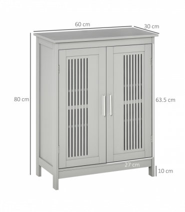 kleankin Bathroom Cabinet, Freestanding Floor Cabinet with Storage, Grey