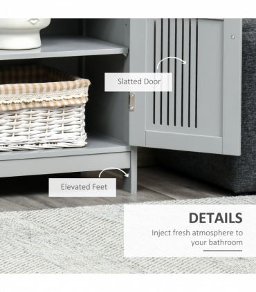 kleankin Bathroom Cabinet, Freestanding Floor Cabinet with Storage, Grey