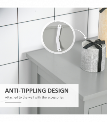 kleankin Bathroom Cabinet, Freestanding Floor Cabinet with Storage, Grey