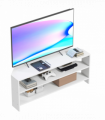 HOMCOM Corner TV Stand, TV Unit with Open Shelves for 47 Inch TV, White
