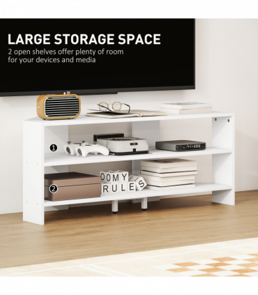 HOMCOM Corner TV Stand, TV Unit with Open Shelves for 47 Inch TV, White