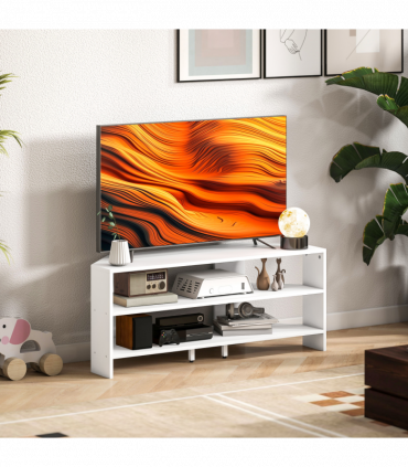 HOMCOM Corner TV Stand, TV Unit with Open Shelves for 47 Inch TV, White