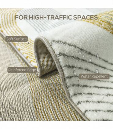 HOMCOM Machine Washable Rug, Allergy-Friendly Floor Carpet, Cream White