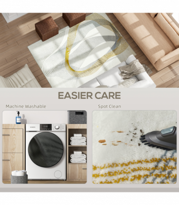 HOMCOM Machine Washable Rug, Allergy-Friendly Floor Carpet, Cream White