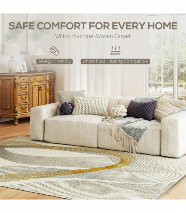 HOMCOM Machine Washable Rug, Allergy-Friendly Floor Carpet, Cream White