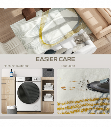 HOMCOM Machine Washable Rug, Allergy-Friendly Floor Carpet, Cream White
