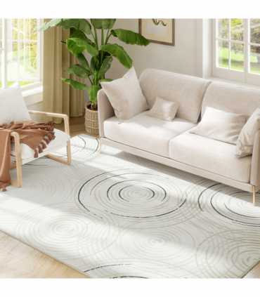 HOMCOM Swirl Pattern Washable Rug, Allergy-Friendly Floor Carpet, Cream