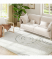 HOMCOM Swirl Pattern Washable Rug, Allergy-Friendly Floor Carpet, Cream
