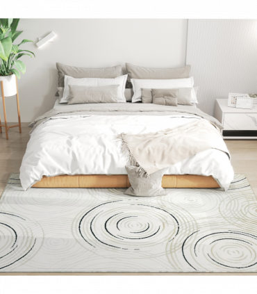 HOMCOM Swirl Pattern Washable Rug, Allergy-Friendly Floor Carpet, Cream