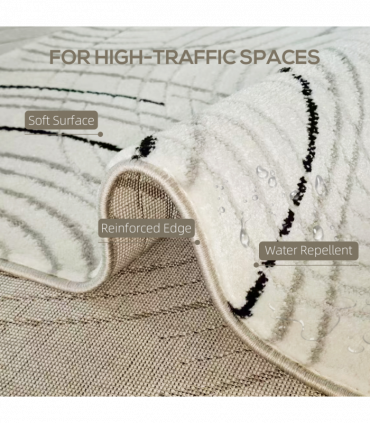 HOMCOM Swirl Pattern Washable Rug, Allergy-Friendly Floor Carpet, Cream