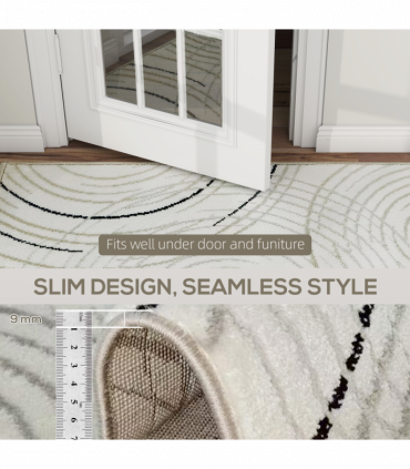 HOMCOM Swirl Pattern Washable Rug, Allergy-Friendly Floor Carpet, Cream