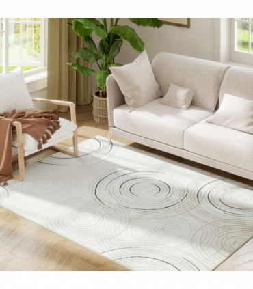 HOMCOM Swirl Pattern Washable Rug, Allergy-Friendly Floor Carpet, Cream