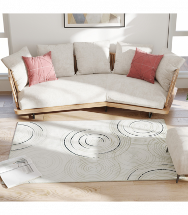 HOMCOM Swirl Pattern Washable Rug, Allergy-Friendly Floor Carpet, Cream