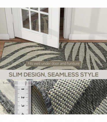 HOMCOM Easy-Cleaning Machine Washable Rug for Patio, Garden, Grey