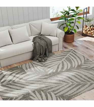 HOMCOM Easy-Cleaning Machine Washable Rug for Patio, Garden, Grey