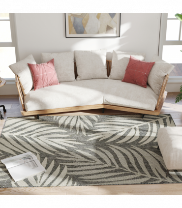 HOMCOM Easy-Cleaning Machine Washable Rug for Patio, Garden, Grey