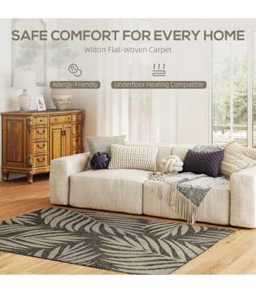 HOMCOM Easy-Cleaning Machine Washable Rug for Patio, Garden, Grey