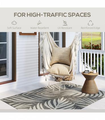 HOMCOM Easy-Cleaning Machine Washable Rug for Patio, Garden, Grey