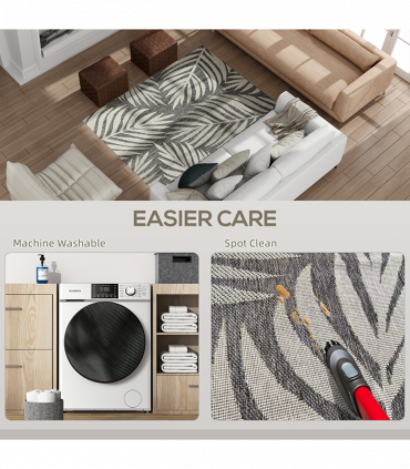 HOMCOM Easy-Cleaning Machine Washable Rug for Patio, Garden, Grey