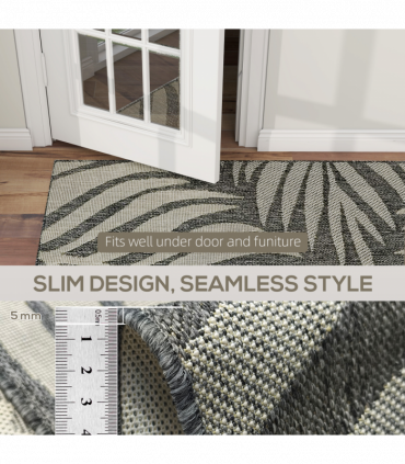 HOMCOM Easy-Cleaning Machine Washable Rug for Patio, Garden, Grey