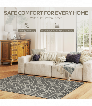 HOMCOM Easy-Cleaning Machine Washable Rug for Patio, Garden, Grey