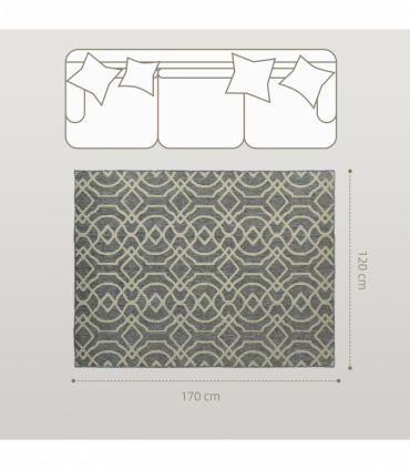 HOMCOM Easy-Cleaning Machine Washable Rug for Patio, Garden, Grey