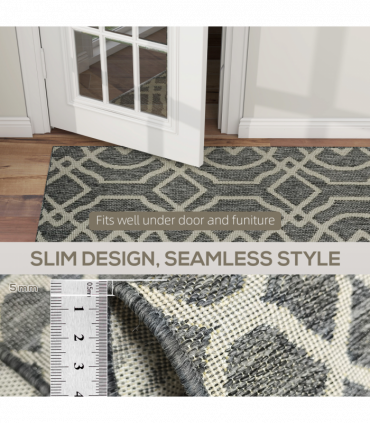 HOMCOM Easy-Cleaning Machine Washable Rug for Patio, Garden, Grey