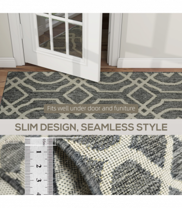 HOMCOM Easy-Cleaning Machine Washable Rug for Patio, Garden, Grey